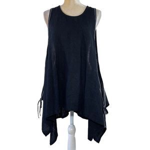 Snapdragon and Twig Black 100% Linen Roma Open Side Sleeveless Tunic Size Small